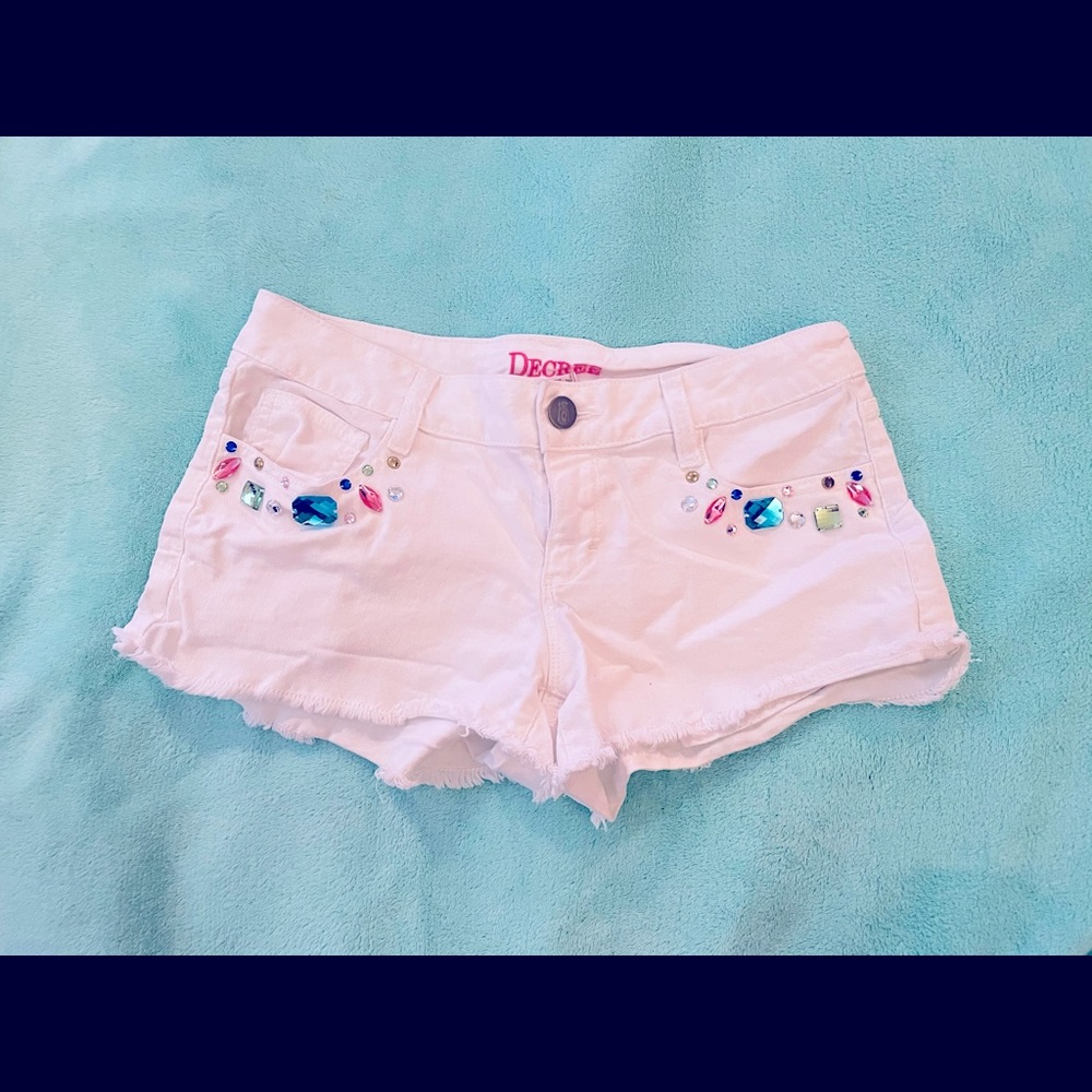 White jean shorts